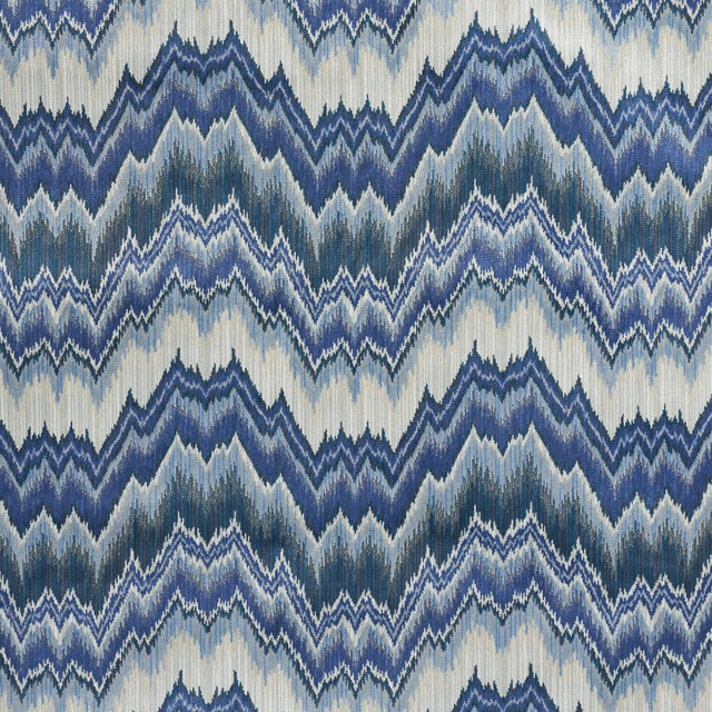 Schumacher Bezique Flamestitch Velvet Lapis Fabric