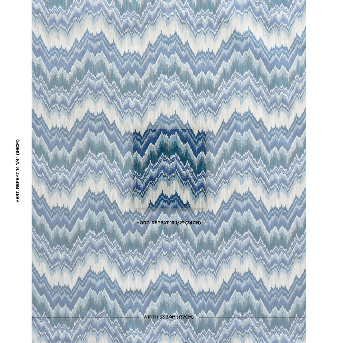 Schumacher Bezique Flamestitch Velvet Lapis Fabric