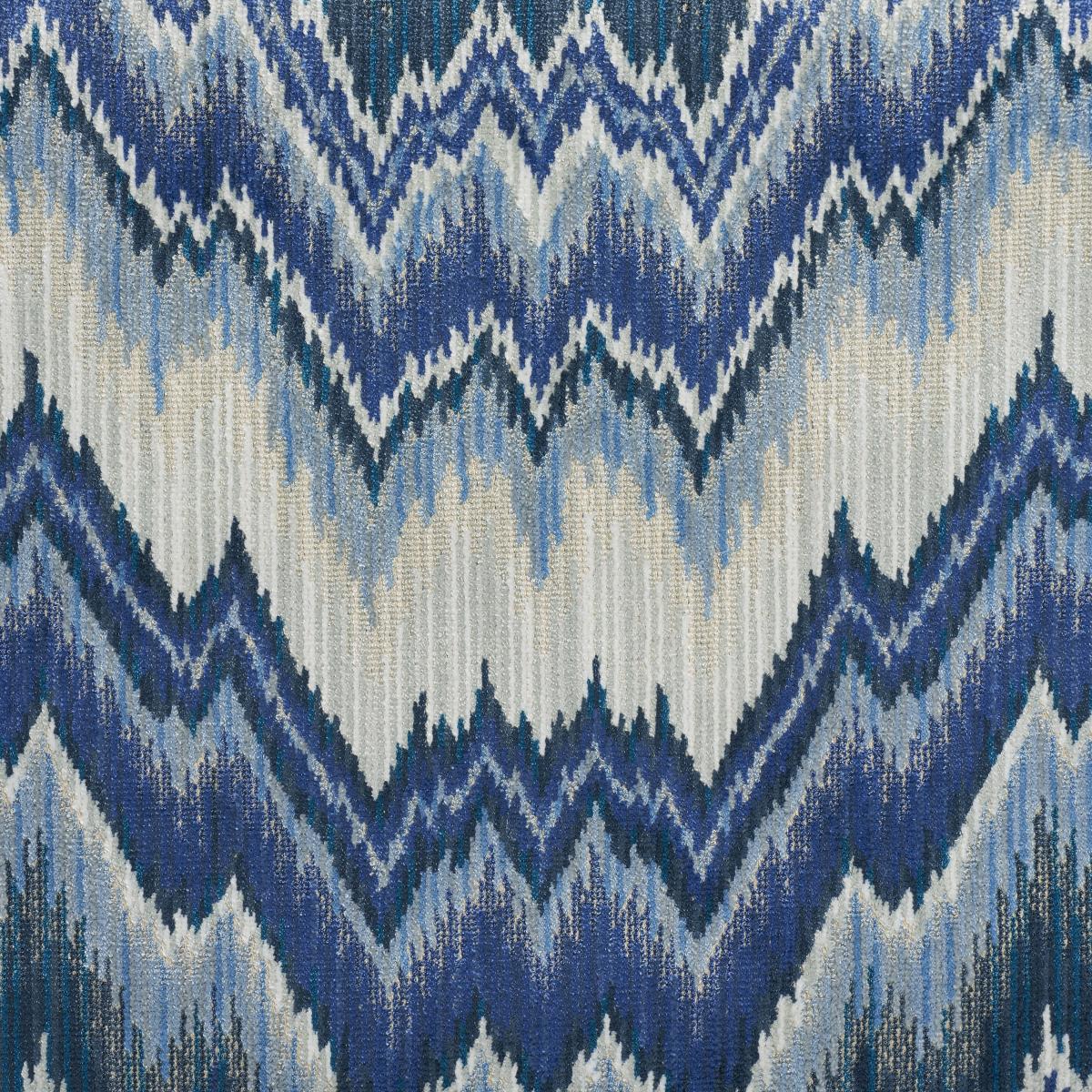 Schumacher Bezique Flamestitch Velvet Lapis Fabric