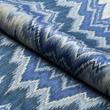 Schumacher Bezique Flamestitch Velvet Lapis Fabric