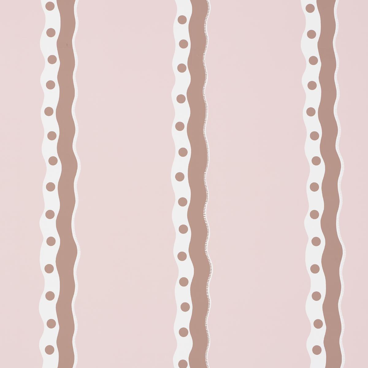 Schumacher Rousseau Stripe Cocoa & Blush Wallpaper