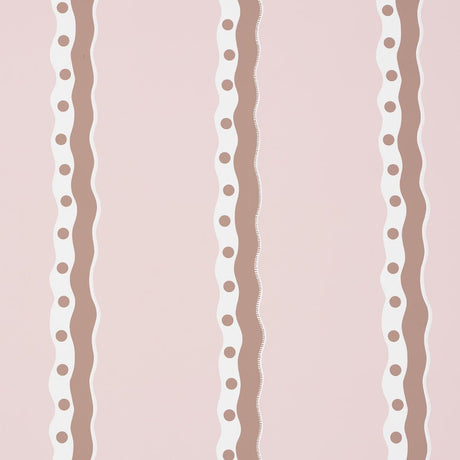 Schumacher Rousseau Stripe Cocoa & Blush Wallpaper