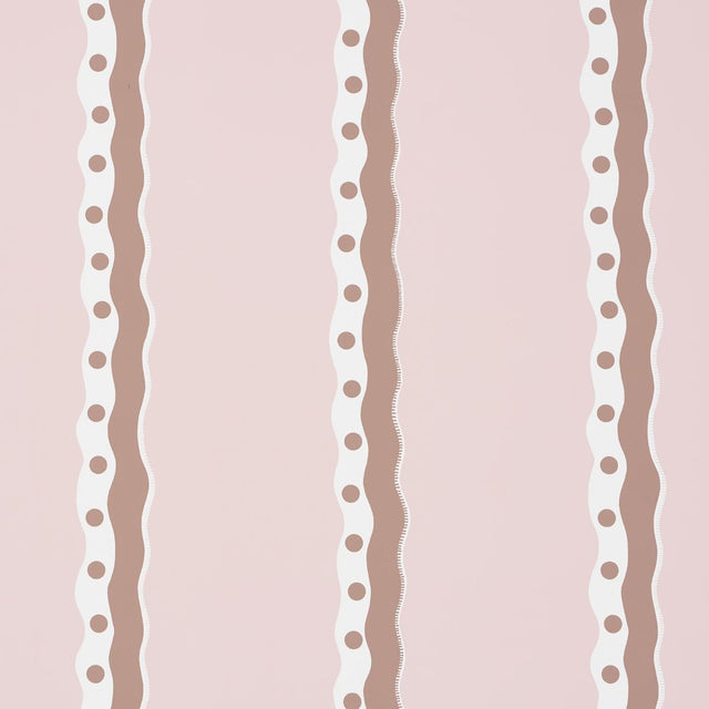 Schumacher Rousseau Stripe Cocoa & Blush Wallpaper