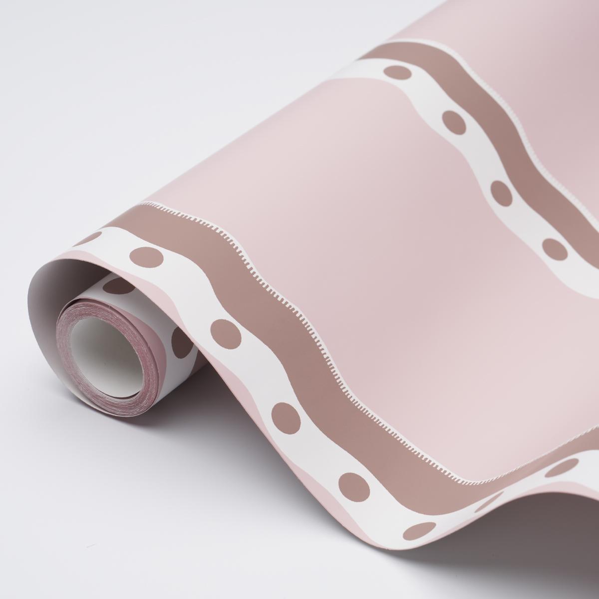 Schumacher Rousseau Stripe Cocoa & Blush Wallpaper