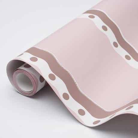 Schumacher Rousseau Stripe Cocoa & Blush Wallpaper