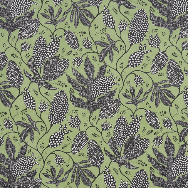 Schumacher Polka Dot Jungle Black & Green Wallpaper