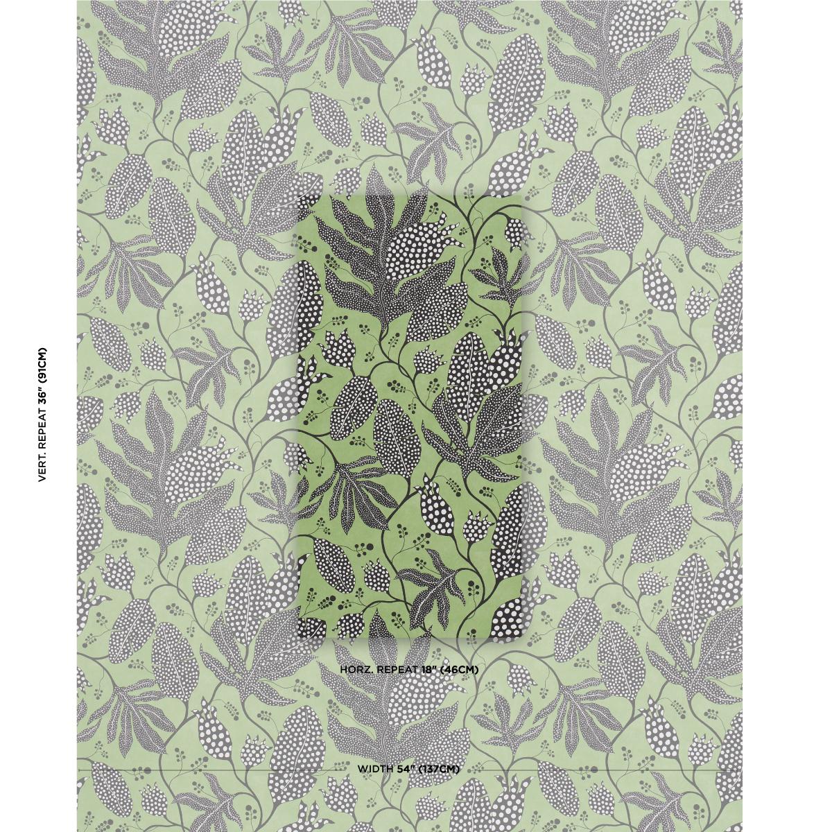 Schumacher Polka Dot Jungle Black & Green Wallpaper