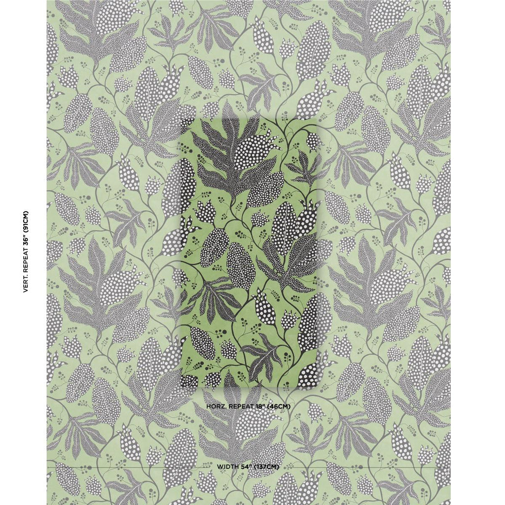 Schumacher Polka Dot Jungle Black & Green Wallpaper