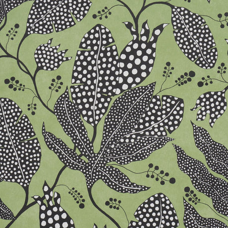 Schumacher Polka Dot Jungle Black & Green Wallpaper