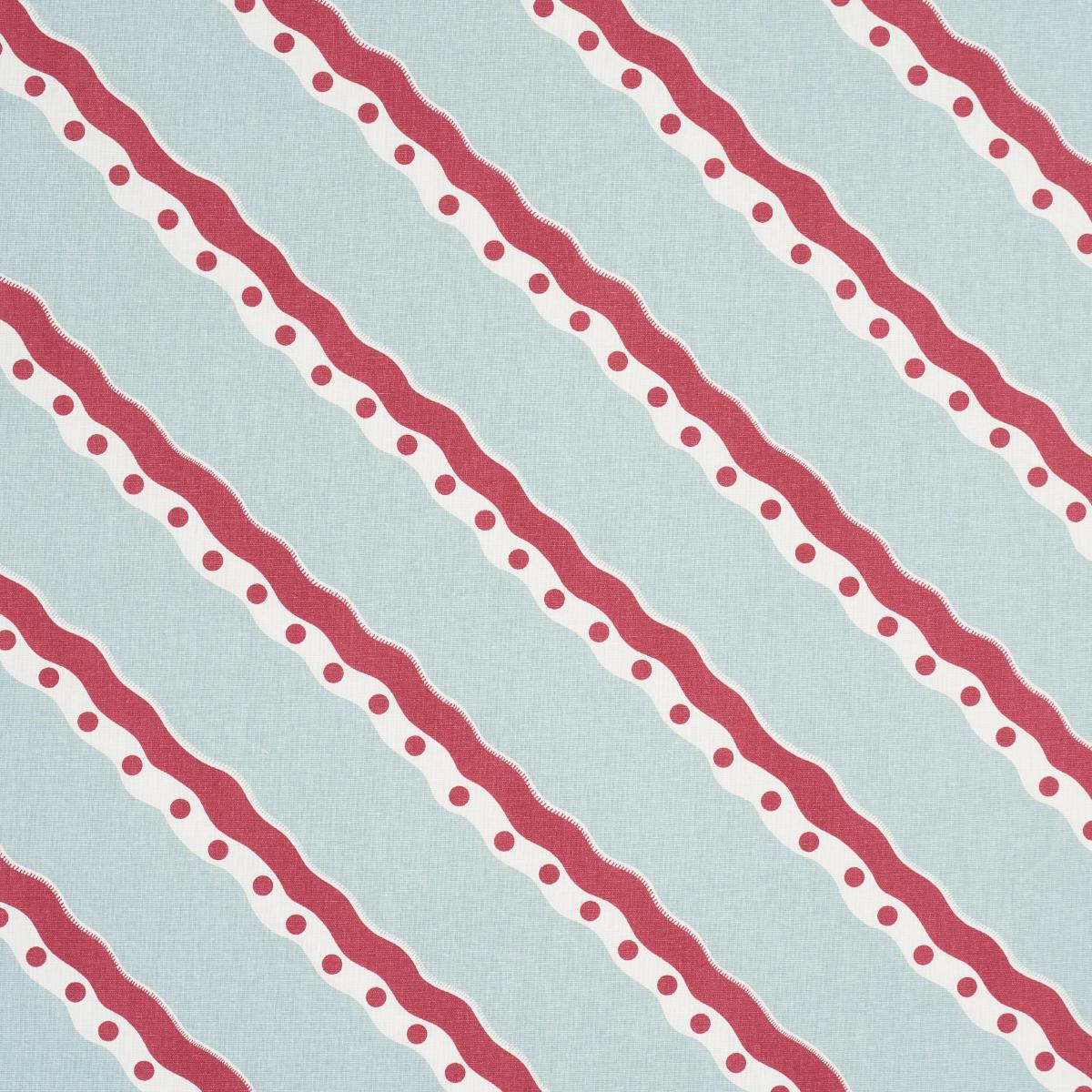 Schumacher Rousseau Stripe Rouge & Sky Fabric