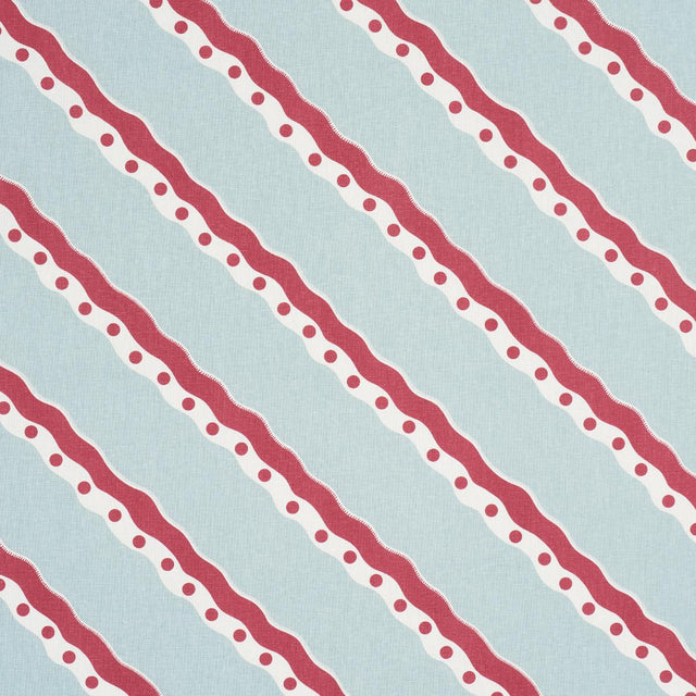 Schumacher Rousseau Stripe Rouge & Sky Fabric