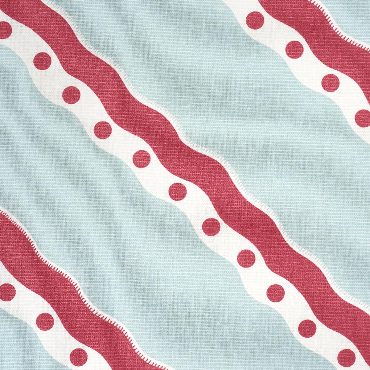 Schumacher Rousseau Stripe Rouge & Sky Fabric