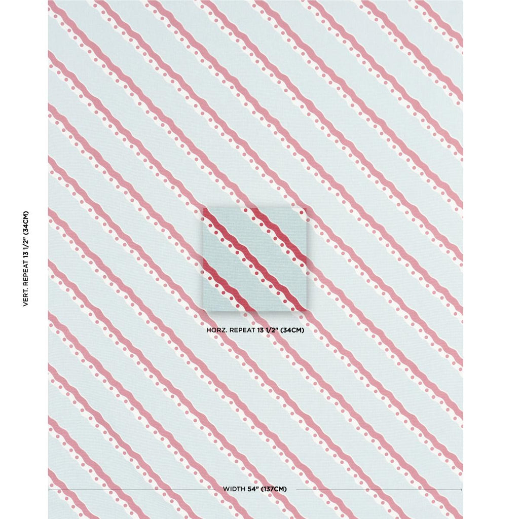 Schumacher Rousseau Stripe Rouge & Sky Fabric