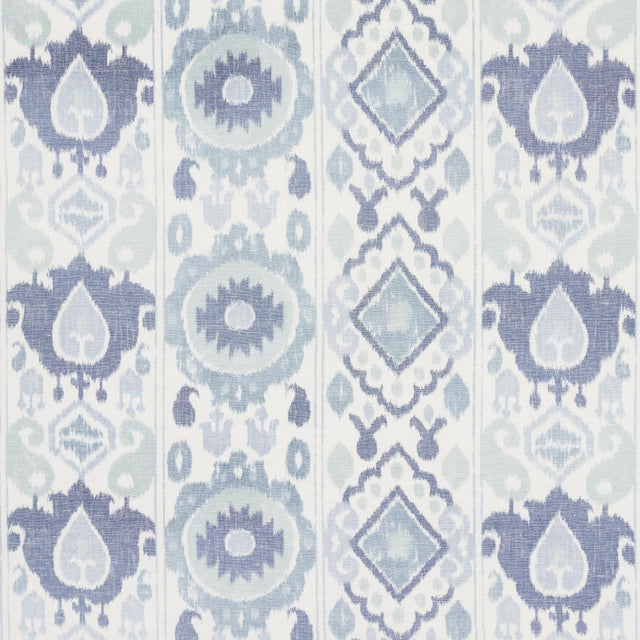 Schumacher Elizia Ikat Mineral And Indigo Fabric