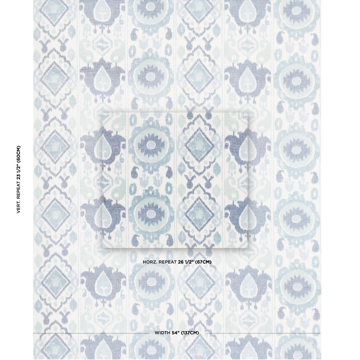 Schumacher Elizia Ikat Mineral And Indigo Fabric