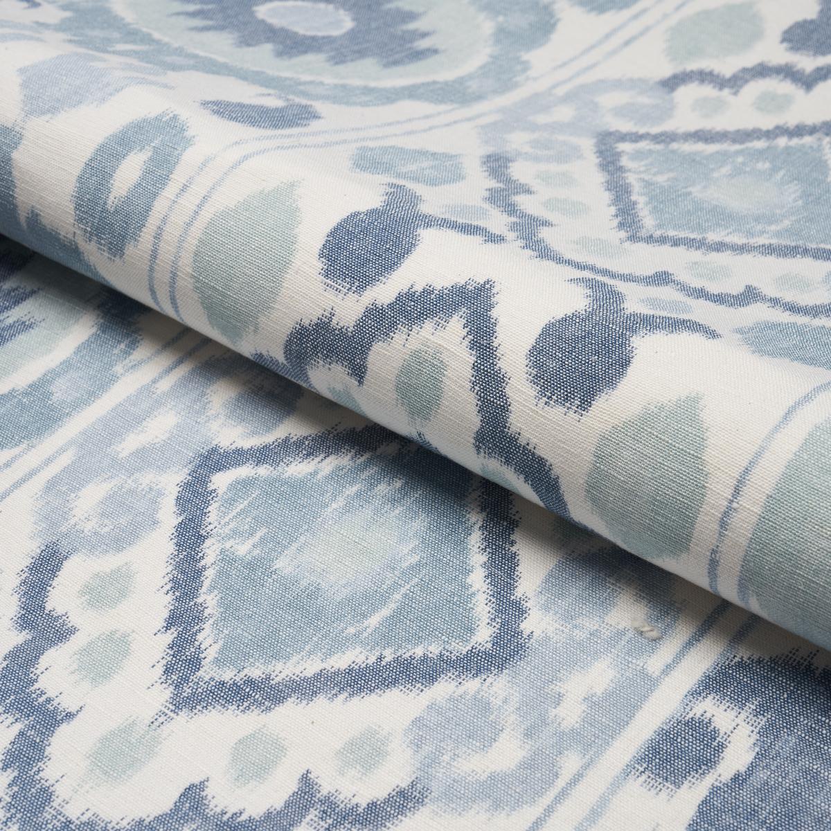 Schumacher Elizia Ikat Mineral And Indigo Fabric