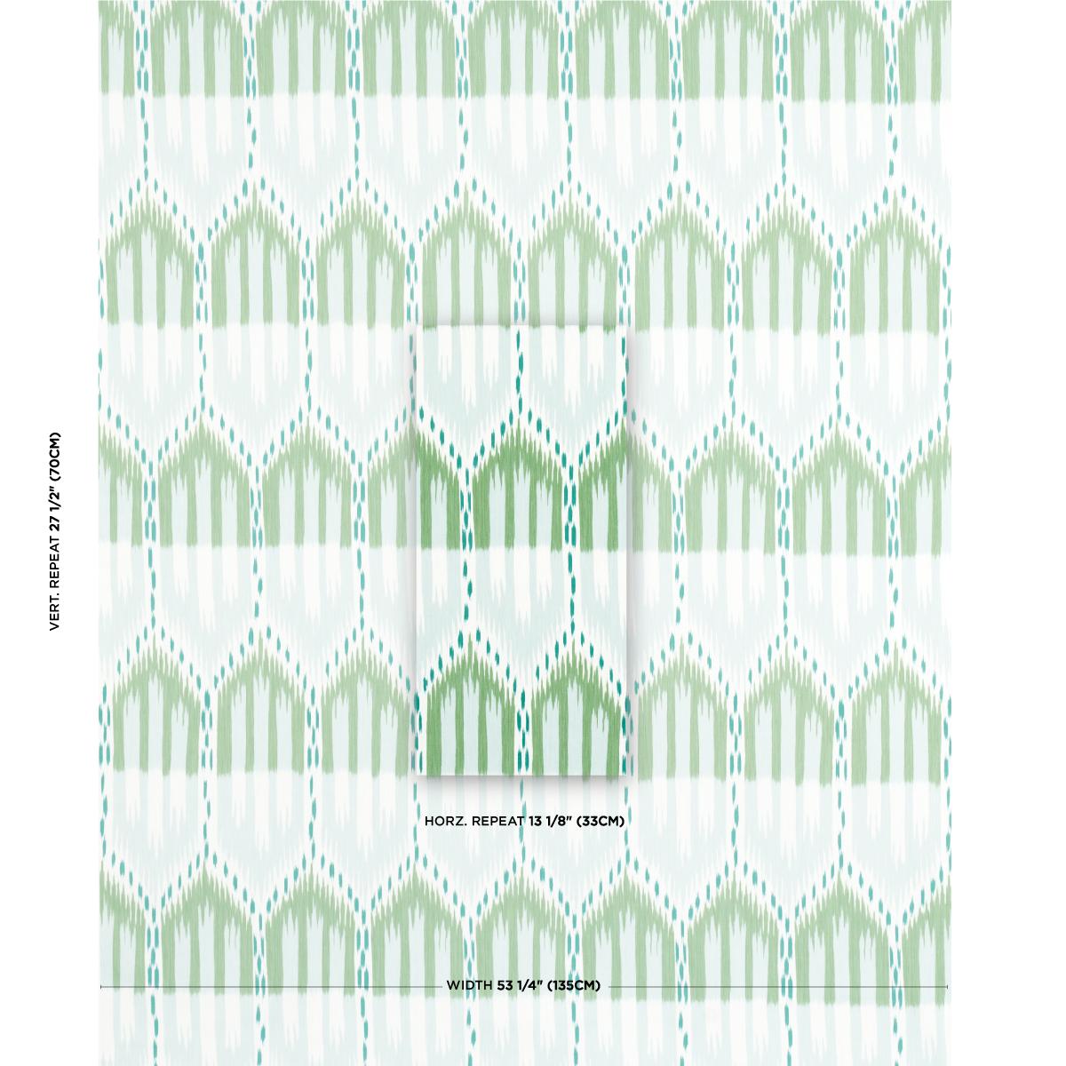 Schumacher Bukhara Ikat Mineral And Leaf Fabric