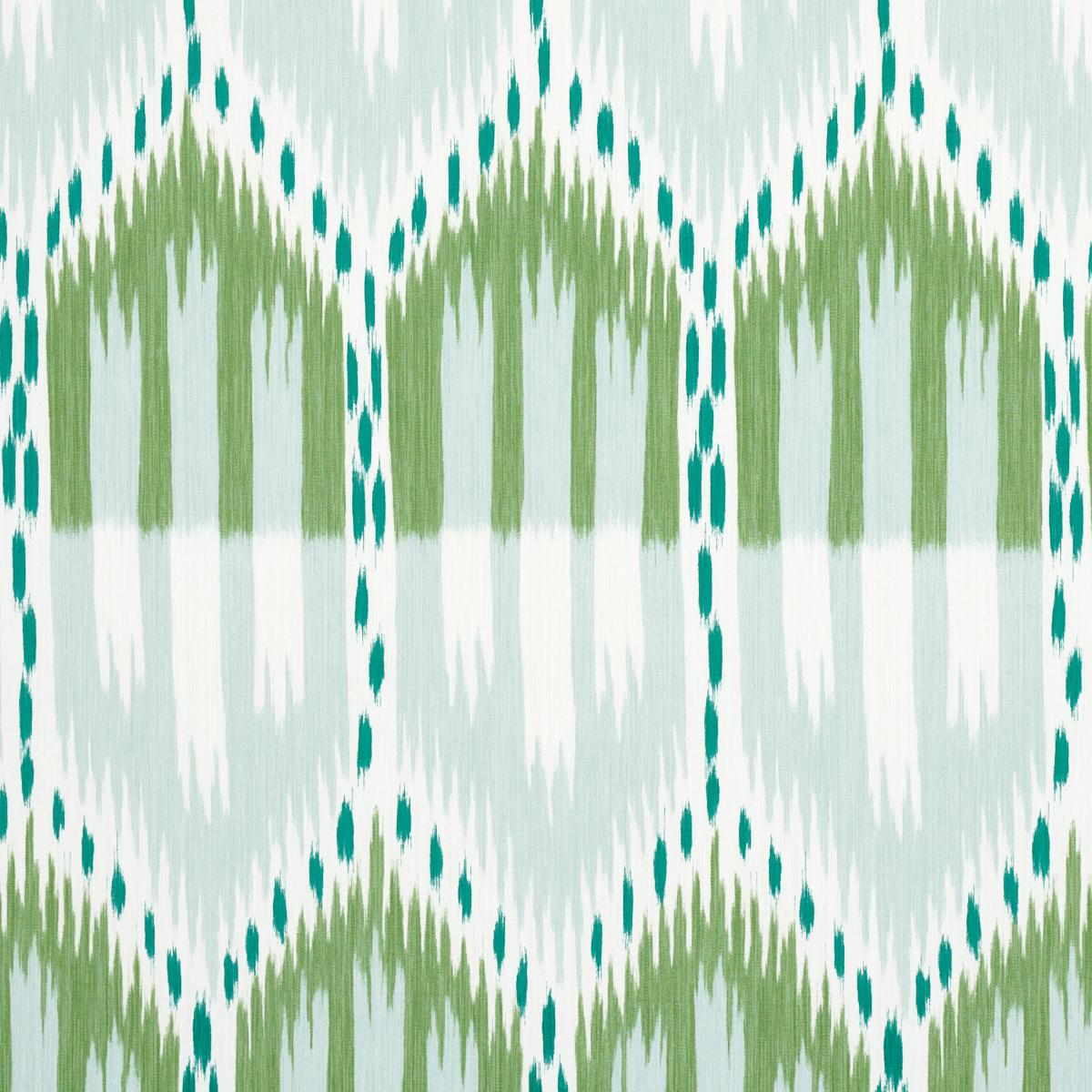Schumacher Bukhara Ikat Mineral And Leaf Fabric