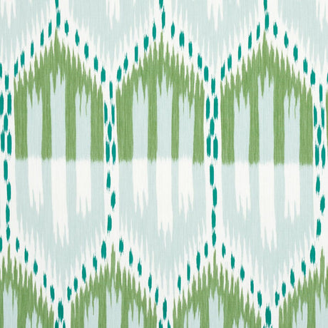 Schumacher Bukhara Ikat Mineral And Leaf Fabric