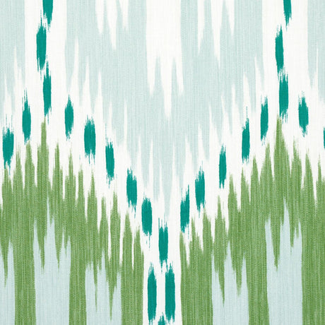 Schumacher Bukhara Ikat Mineral And Leaf Fabric