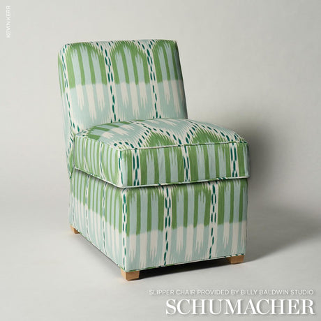 Schumacher Bukhara Ikat Mineral And Leaf Fabric