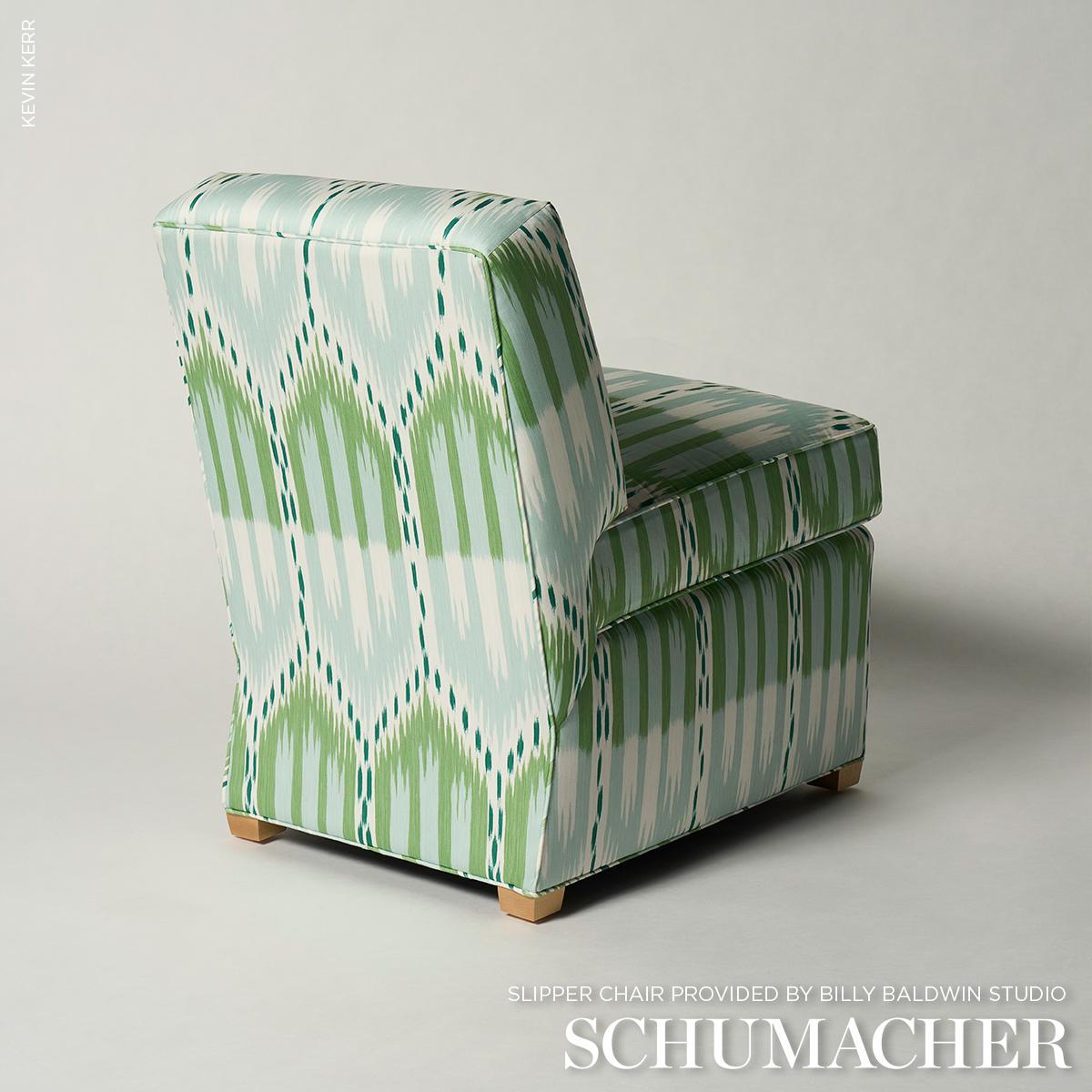 Schumacher Bukhara Ikat Mineral And Leaf Fabric