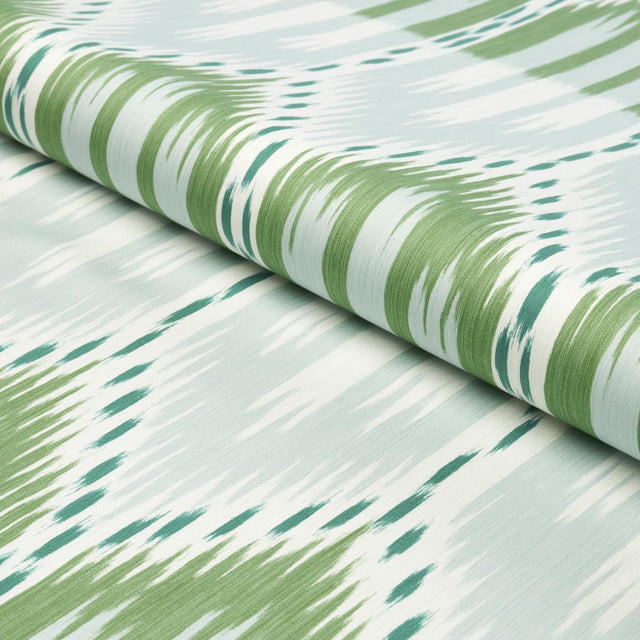 Schumacher Bukhara Ikat Mineral And Leaf Fabric