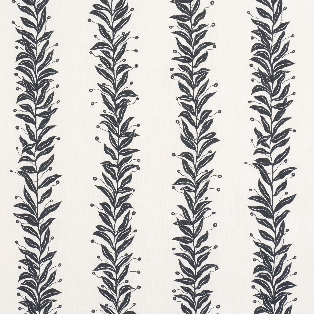 Schumacher Tendril Stripe Indoor/Outdoor Black & Cream Fabric