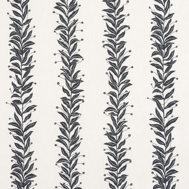 Schumacher Tendril Stripe Indoor/Outdoor Black & Cream Fabric