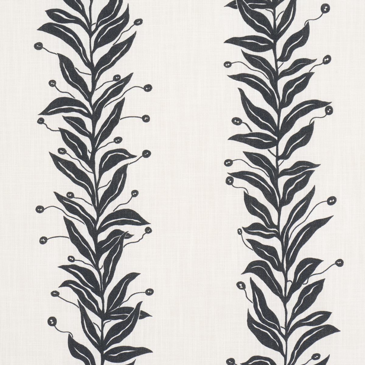 Schumacher Tendril Stripe Indoor/Outdoor Black & Cream Fabric