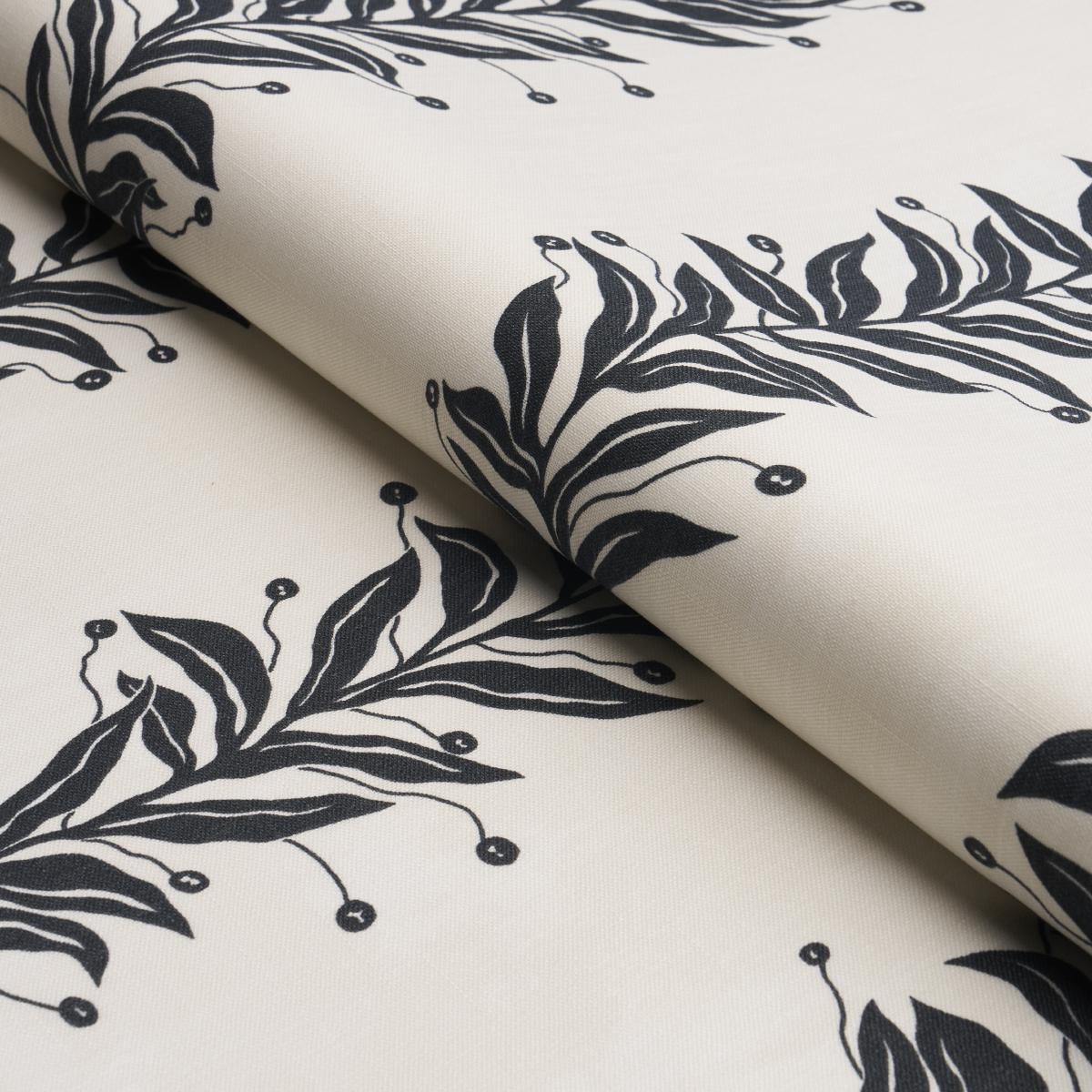 Schumacher Tendril Stripe Indoor/Outdoor Black & Cream Fabric