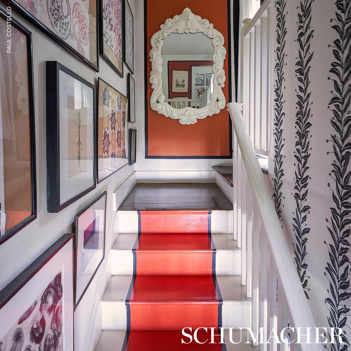 Schumacher Tendril Stripe Indoor/Outdoor Black & Cream Fabric