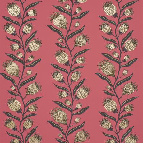 Schumacher Thistle Vine Red & Gold Wallpaper