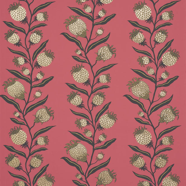 Schumacher Thistle Vine Red & Gold Wallpaper