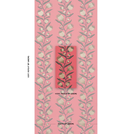 Schumacher Thistle Vine Red & Gold Wallpaper