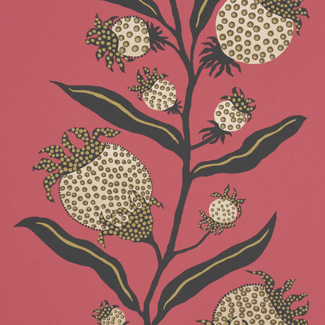 Schumacher Thistle Vine Red & Gold Wallpaper