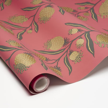 Schumacher Thistle Vine Red & Gold Wallpaper