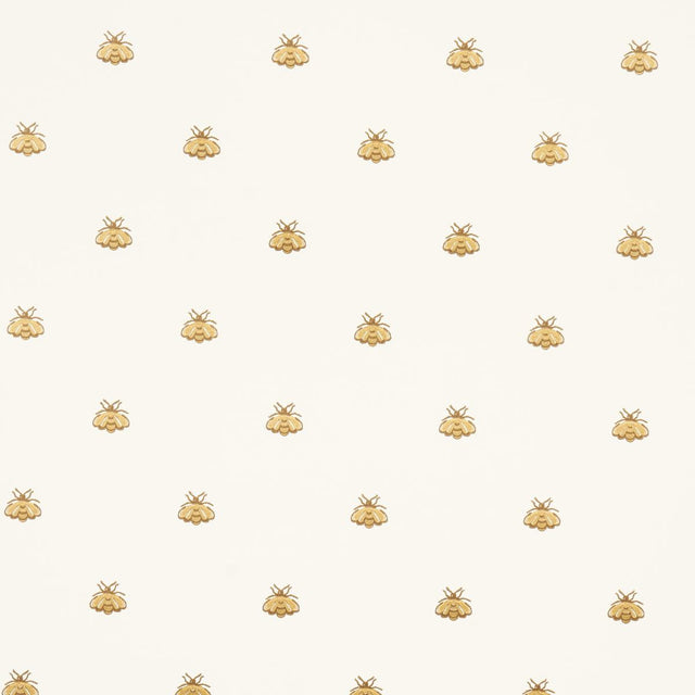 Schumacher Hubert'S Bees White & Gold Wallpaper