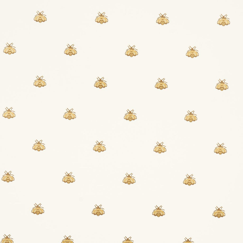Schumacher Hubert'S Bees White & Gold Wallpaper
