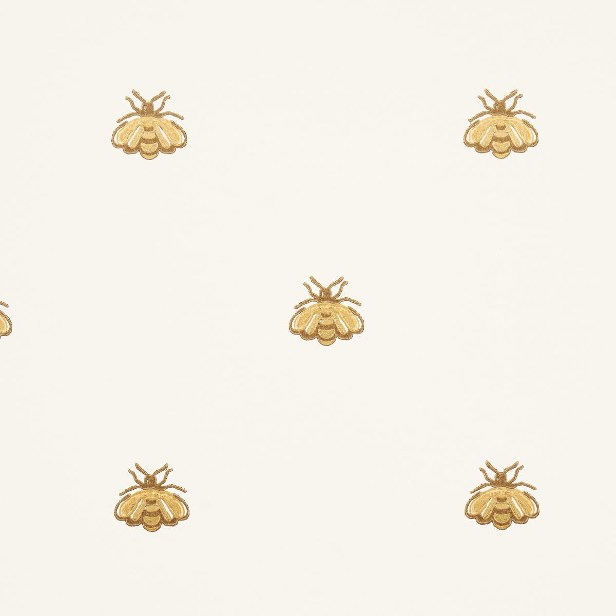 Schumacher Hubert'S Bees White & Gold Wallpaper