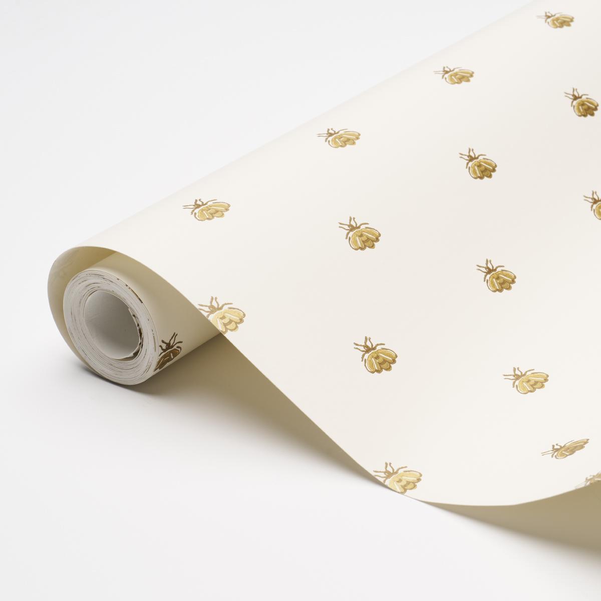 Schumacher Hubert'S Bees White & Gold Wallpaper