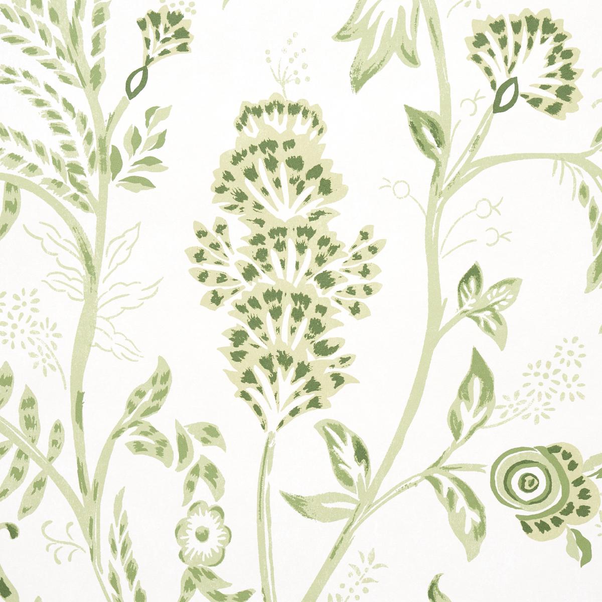 Schumacher Chinoiserie Grande Panel Set Leaf Green Wallpaper
