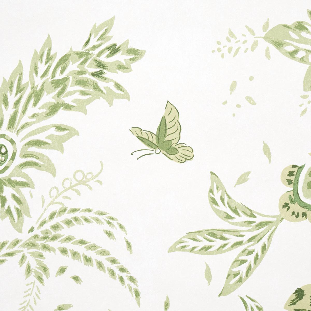 Schumacher Chinoiserie Grande Panel Set Leaf Green Wallpaper