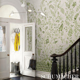 Schumacher Chinoiserie Grande Panel Set Leaf Green Wallpaper