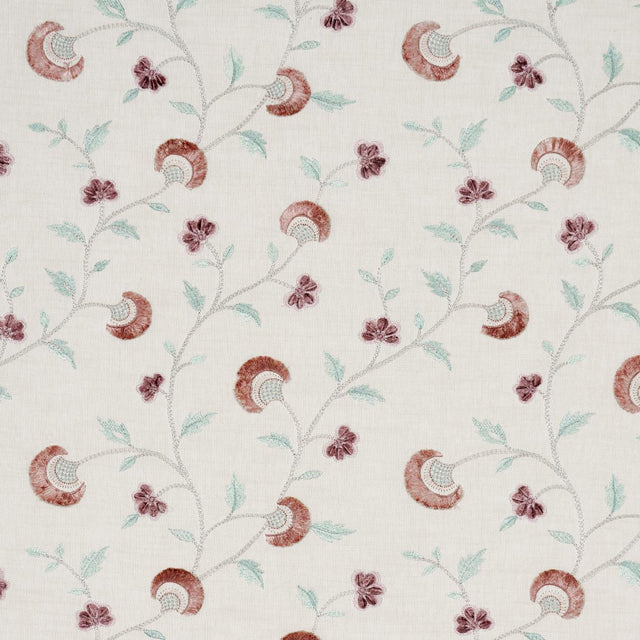 Schumacher Iyla Embroidery Rose & Natural Fabric