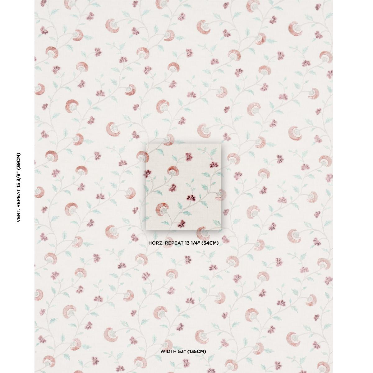 Schumacher Iyla Embroidery Rose & Natural Fabric