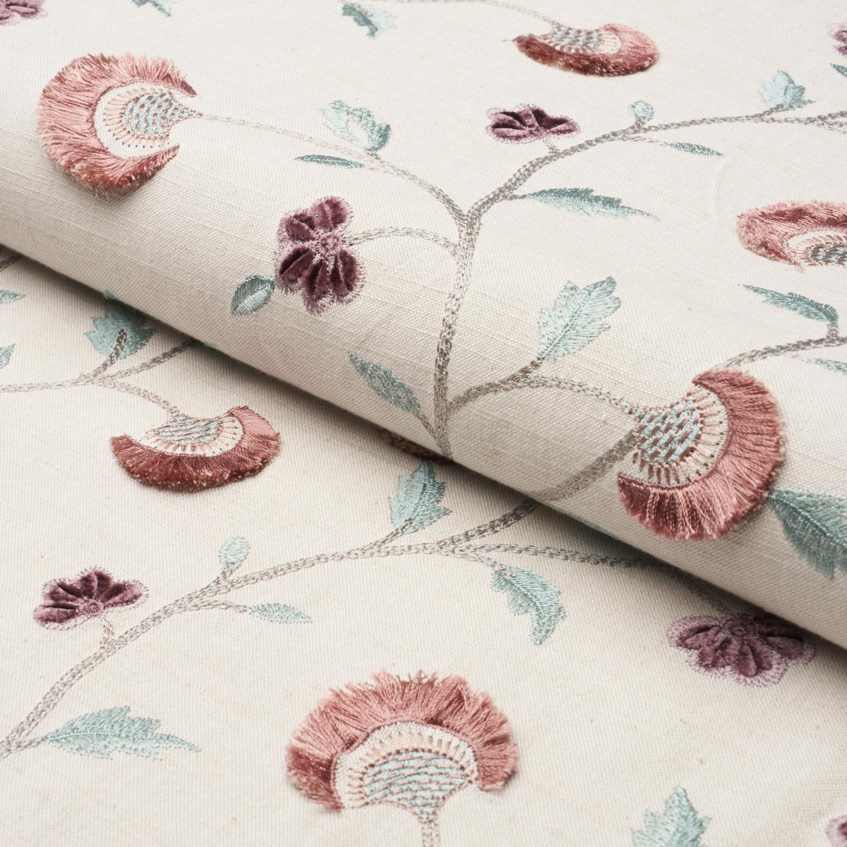 Schumacher Iyla Embroidery Rose & Natural Fabric
