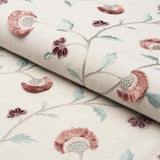 Schumacher Iyla Embroidery Rose & Natural Fabric