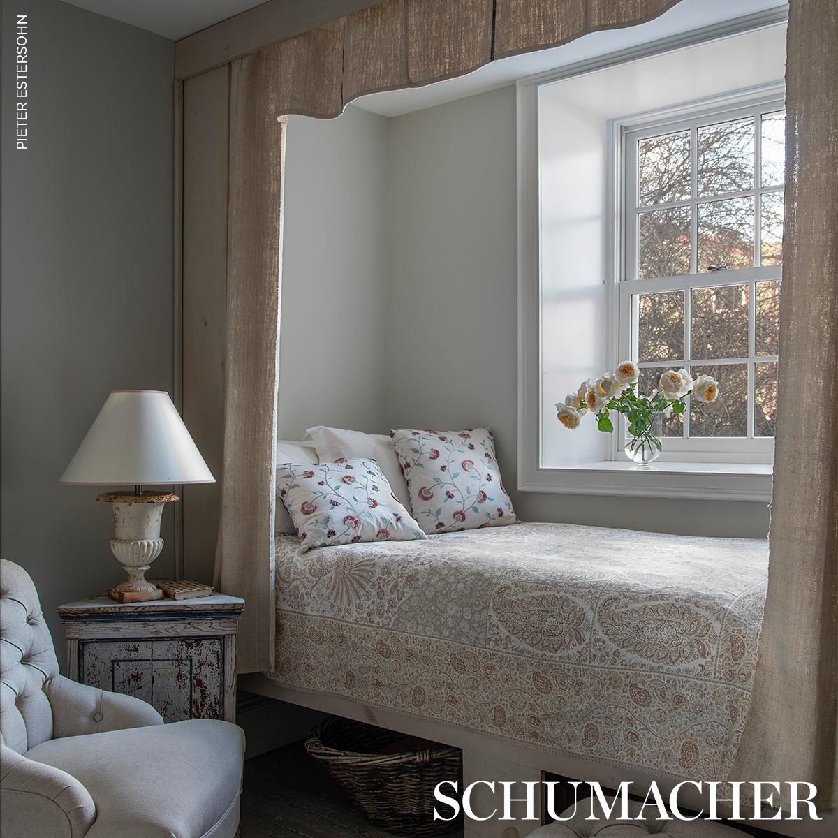 Schumacher Iyla Embroidery Rose & Natural Fabric