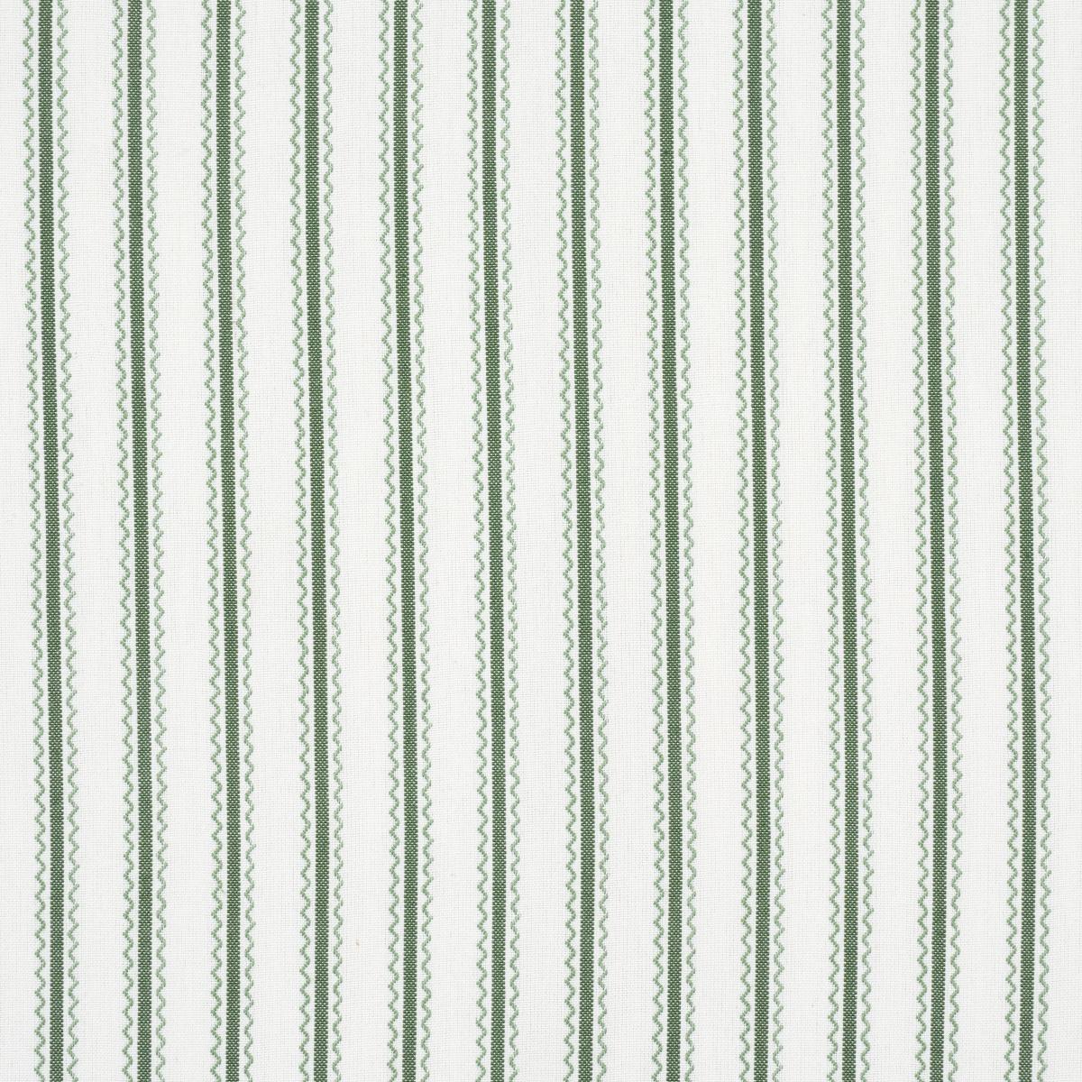 Schumacher Birdie Ticking Stripe Leaf Green Fabric